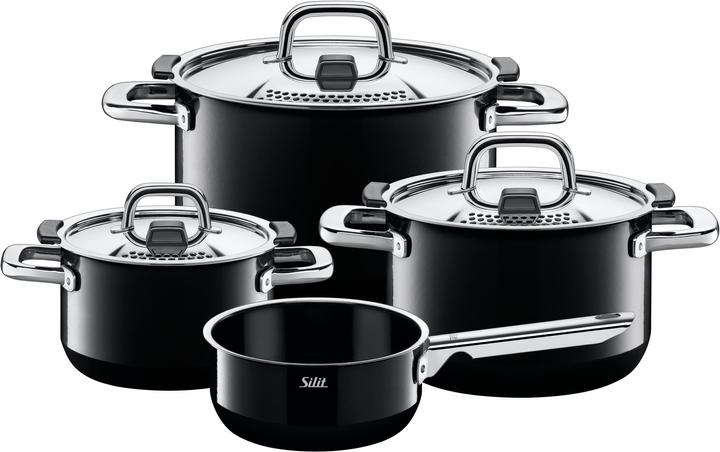 Silit Topfset Induktion Kochtopfset 4tlg Metalldeckel Nature Black Silargan (Pfannenset + Topfset)