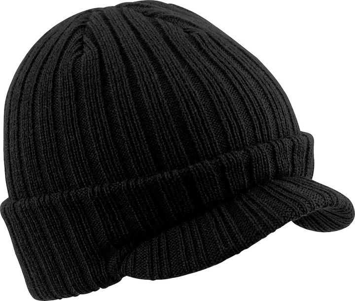 Beechfield Wintermütze Beanie Strickmütze mit Schirm (One Size)