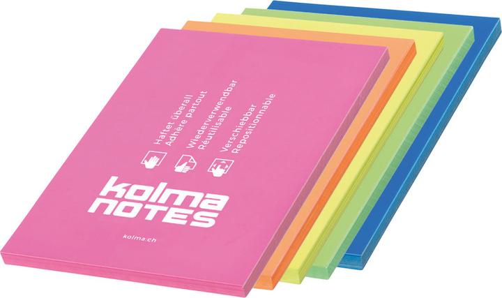 Produktbild Kolma Haftnotizen Notes A6 statisch haftend assortiert (105 x 148 mm)