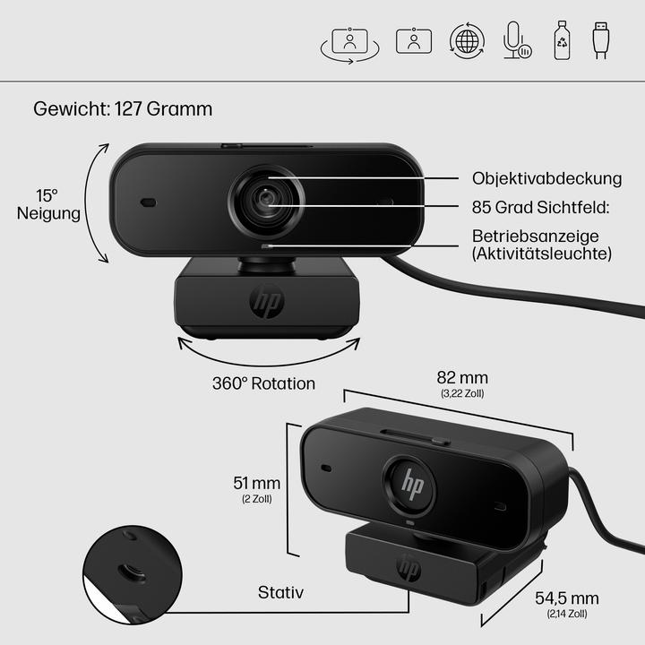 Produktbild HP 430 FHD Webcam EMEA-INTL English Loc- (2.10 Mpx)