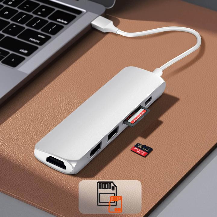 Immagine prodotto Satechi USB-C Slim Multiport V2 (USB-C, 6 Porti)