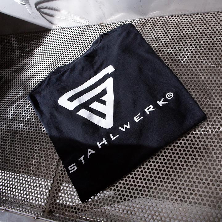 Actual product image Stahlwerk T-shirt Black Size XXL Short-sleeved shirt with logo print 100% cotton (XXL)