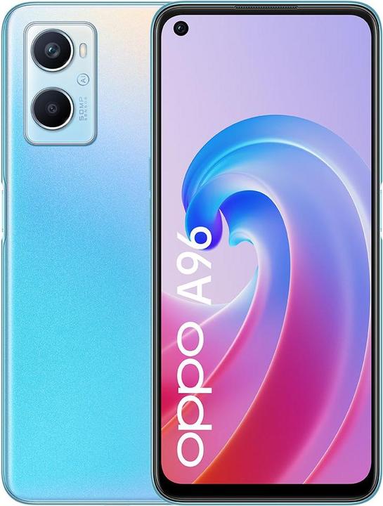 Produktbild OPPO A96 (128 GB, Sunset Blue, 6.59", Dual SIM + SD, 50 Mpx, 4G)