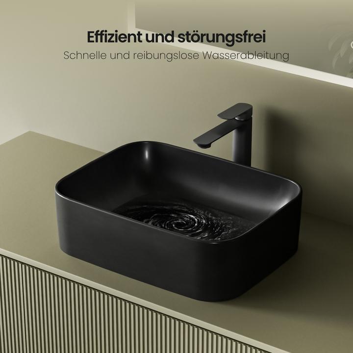 Immagine prodotto Emke Lavabo di design Lavabo da appoggio Grigio Opaco Lavabo in ceramica di alta qualità Bagno Facile da (380 mm, 610 mm)