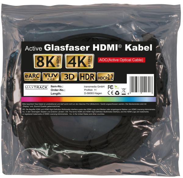Image du produit Transmedia Câble HDMI fibre optique (HDMI 2.1, 8k@60Hz, eARC) (50 m, HDMI)