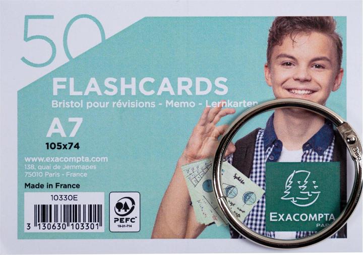 Produktbild Exacompta Flashcards (A7, 205 g/m², 50 x)