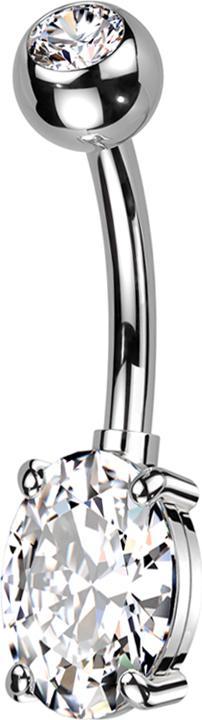 Immagine prodotto Star Piercing Banana in argento con cristallo a sfera in argento e cristallo ovale grande in argento (Ottone, Titanio G23)