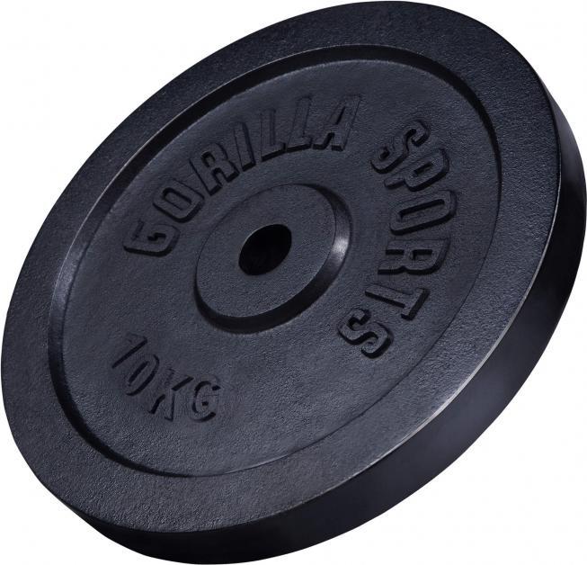 Produktbild Gorilla Sports Hantelscheibe Guss Schwarz 1,25-15 KG (1 x 10 kg)