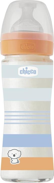 Image du produit Chicco Biberon en verre, 0% BPA, 240 ml, tétine physiologique en silicone, 1 trou, débit lent - BLUE (240 ml)