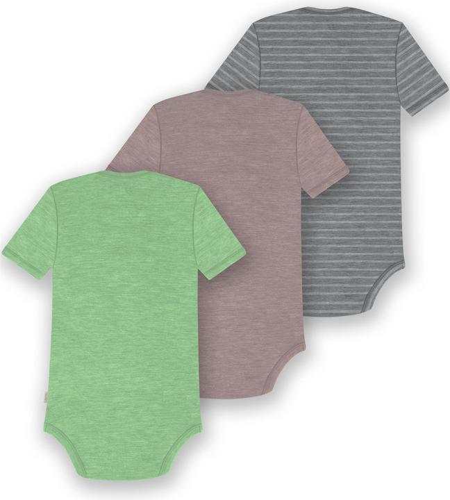 Actual product image Normani Set of 3 baby merino bodysuit short sleeves "Tauranga" - 9299 (56)