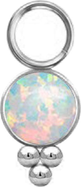 Produktbild Star Piercing Anhänger silber Opal weiss mit Kugeln (ohne Messing, Chirurgenstahl 316L, Mineralisch)