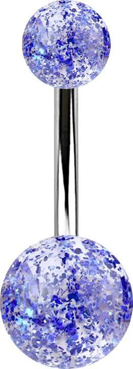 Produktbild Star Piercing Banane silber mit zwei Glitter Kugeln dunkelblau (Acryl, ohne Messing, Chirurgenstahl 316L)