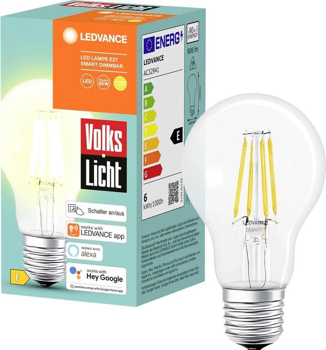Produktbild Ledvance Volkslicht (E27, 6 W, 806 lm, 1 x, E)