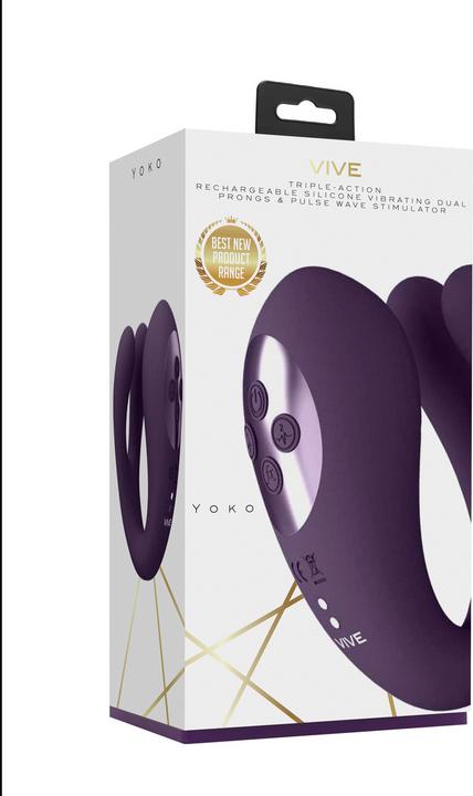 Actual product image Shots Yoko - Triple Action Vibrator Dual Prongs with Clitoral Pulse Wave