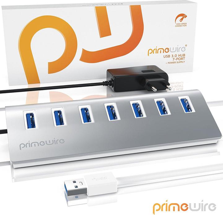 Actual product image Primewire 7 Port USB 3.0 Hub with USB Cable (USB-A, 7 Ports)