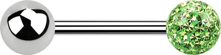 Image du produit Star Piercing Barbell argent avec boule et cristal boule vert clair époxy de protection (Acier chirurgical 316L)