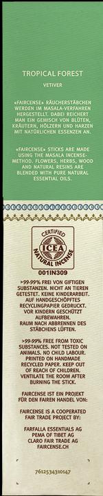 Produktbild Farfalla RÄUCHERSTÄBCHEN - Vetiver | Tropical Forest warm würziger Duft
