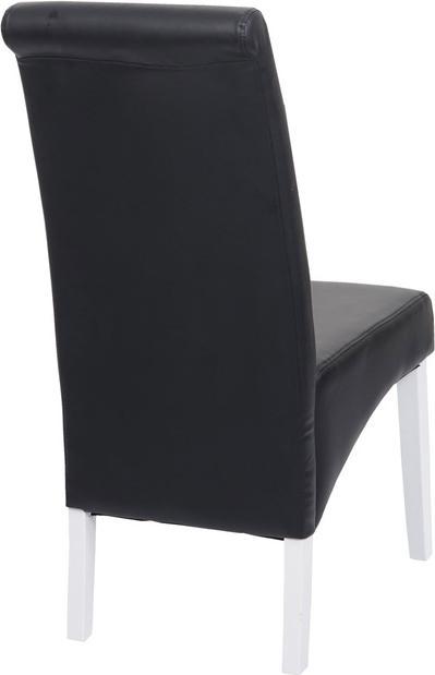 Produktbild Swisshandel24 2x Esszimmerstuhl Lehnstuhl Stuhl M37 - Leder, schwarz, weisse Füsse