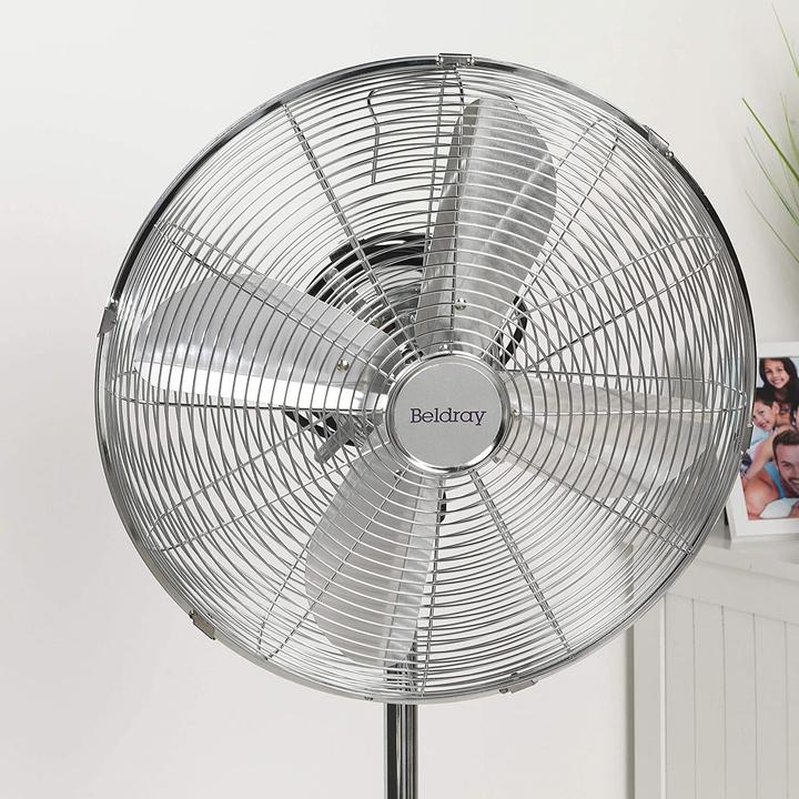 Actual product image Beldray EH3263VDE chrome pedestal fan