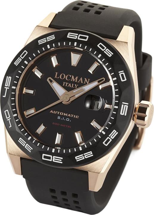 Actual product image Locman Italy Mens Watch Stealth Automatic black/rosé PVD Ref. 0215 (Analogue wristwatch, 46 mm)