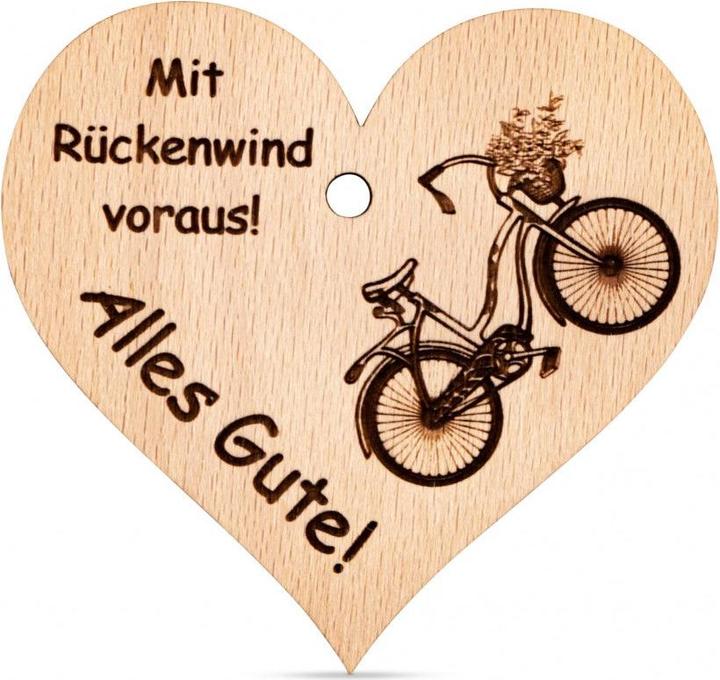 Produktbild ZNatur Herz Holz Anhänger Geschenk Deko mit Gravur Mit Rückenwind voraus! No.84
