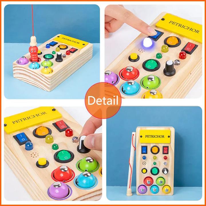 Immagine prodotto Activity Board Busy Board Giocattolo sensoriale in legno con interruttore a luce LED Control Board Attività da