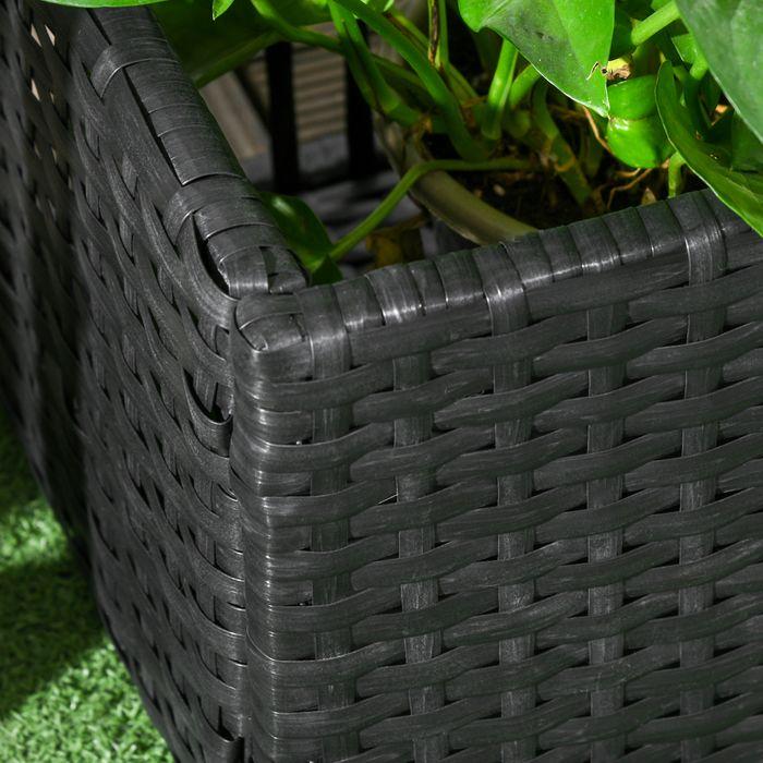 Immagine prodotto Swisshandel24 Letto rialzato in polyrattan con traliccio, fioriera, fioriera, aiuola, nero, 103x103x29cm