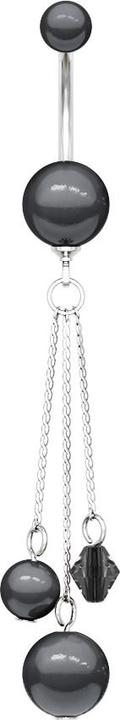 Produktbild Star Piercing Banane silber mit zwei Perlen Kugeln schwarz und Anhänger (Acryl, ohne Messing, Chirurgenstahl 316L)