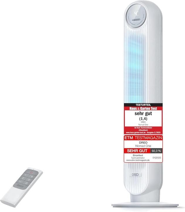Dreo Leiser Turmventilator mit Fernbedienung und Timer (28 dB)