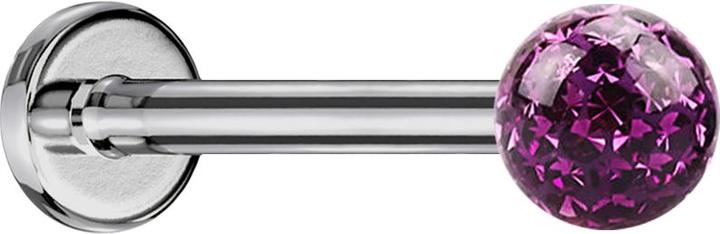 Produktbild Star Piercing Micro Labret silber mit Kristallkugel violett und Epoxy Schutzschicht (Titan G23, ohne Messing)