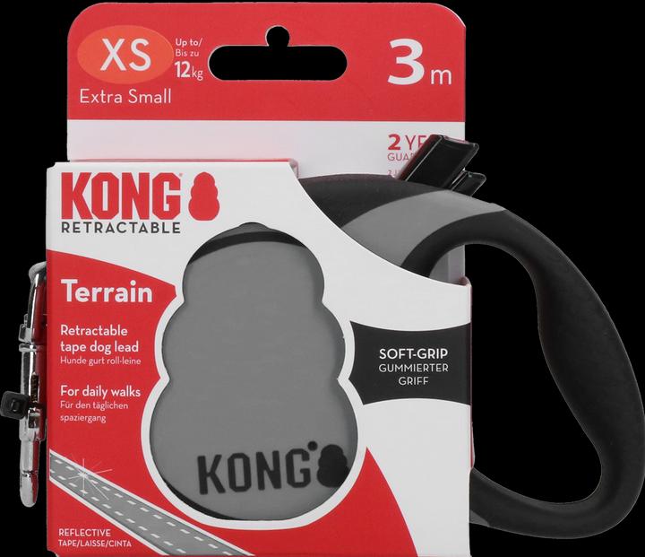 Image du produit KONG Leash rétractable Terrain Gris XS (3m/12kg) - (KONGTRNXSGY) (XS, Chien, Sport canin)