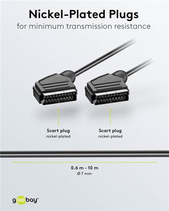 Actual product image Goobay Scart connection cable, nickel-plated, ø 7 mm (3 m, Scart)