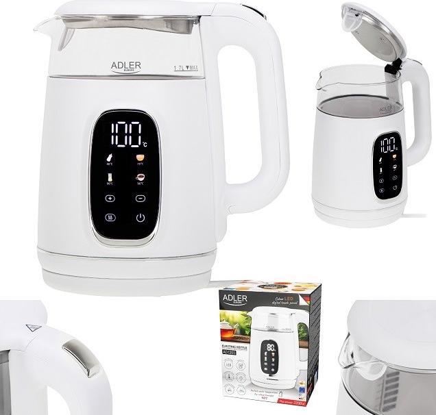 Actual product image Adler AD 1305 electric kettle white/silver (1.70 l)
