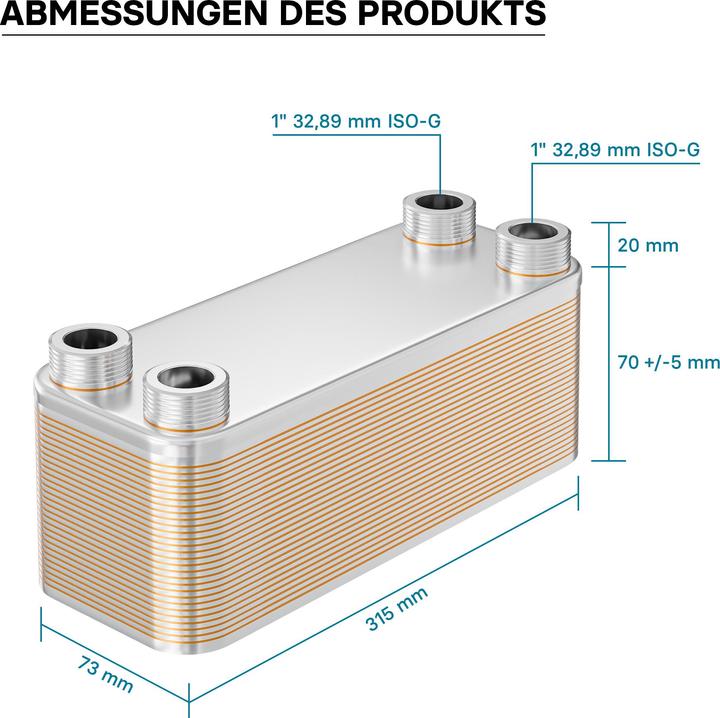 Image du produit Wiltec Hrale Échangeur de chaleur thermique inox 30 plaques max. 175 kW Eau Solaire