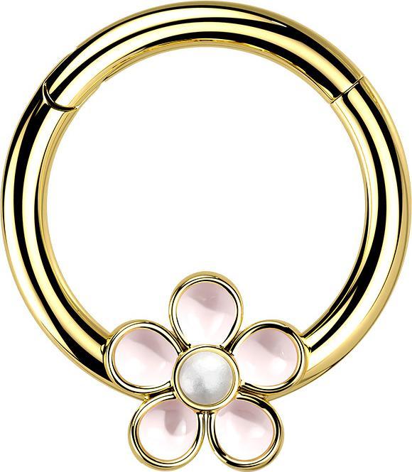 Image du produit Star Piercing Micro anneau segment pliable doré émaillé fleur (Acier chirurgical 316L, sans laiton)