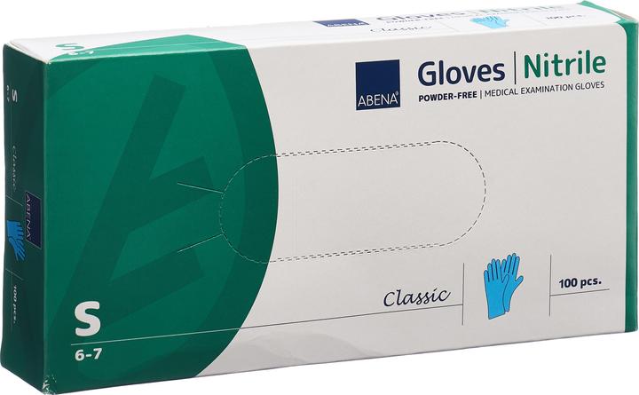 Produktbild Abena Classic Nitrilhandschuhe S 240mm puderfrei unsteril blau 100 Stk (S)