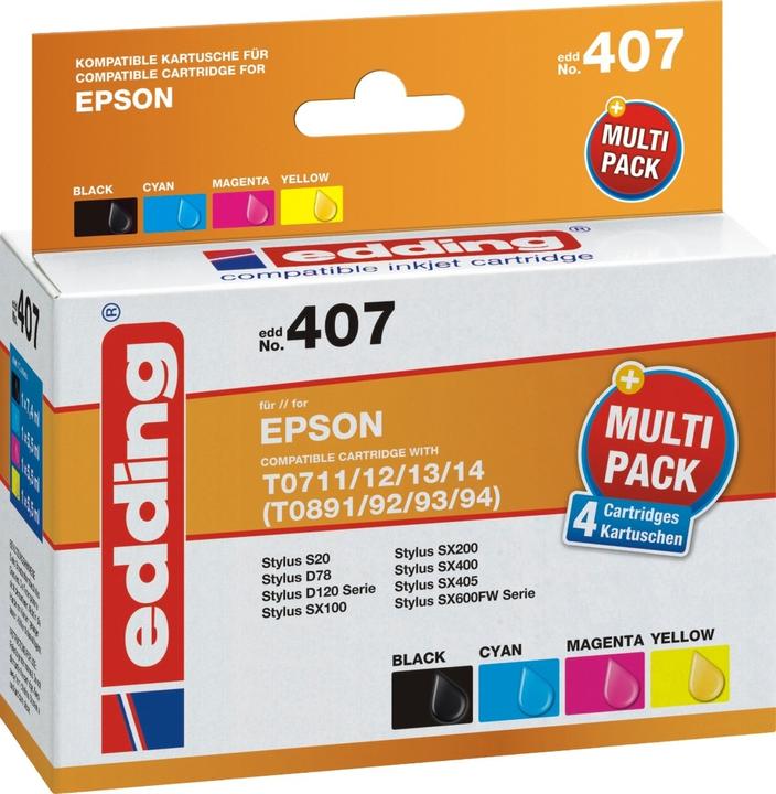 Etichetta energetica Edding Cartuccia d'inchiostro sostituita T0711/T0712/T0713/T0714 Multipack 4 Compatibili Combi Pack Nero (M, FC, C, Y)