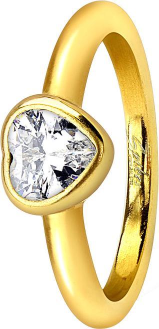 Image du produit Star Piercing Bague plaquée or avec cristal de coeur (Acier chirurgical 316L, sans laiton)