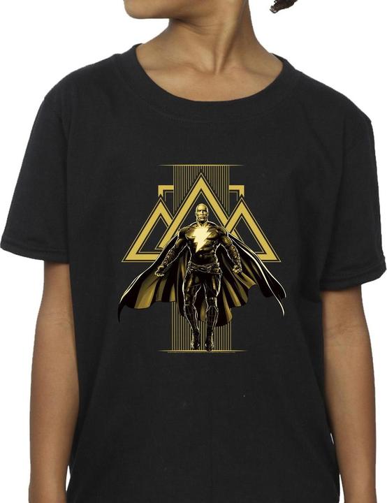 Actual product image Girls Black Adam Rising Golden Symbols Cotton T-Shirt (152, 158)