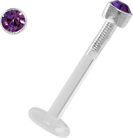 Produktbild Bijouteria Piercing für Lippe/Tragus (Bioplast, Silber 925, Swarovski Kristall)