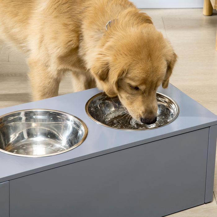 Immagine prodotto Swisshandel24 Ciotola per cani con cassetto, ciotola per cani rialzata, ciotola doppia per cani in acciaio inox (2 l)