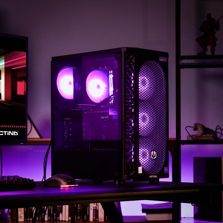 Produktbild Actina 5901443339281 PC Midi Tower AMD Ryzen™ 5 5600 DDR4-SDRAM SSD AMD Radeon RX 7700 XT Black (AMD Ryzen 5 5600, 32 GB, 1000 GB, Radeon RX 7700 XT)