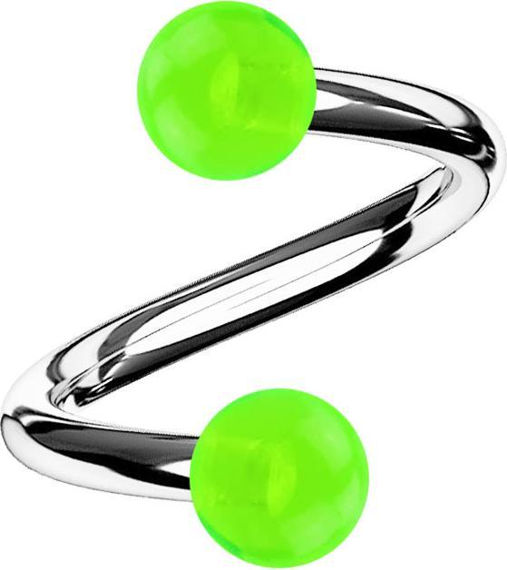 Immagine prodotto Star Piercing Micro spirale argento con due sfere verde trasparente (Acciaio chirurgico 316L, Acrilico, senza ottone)