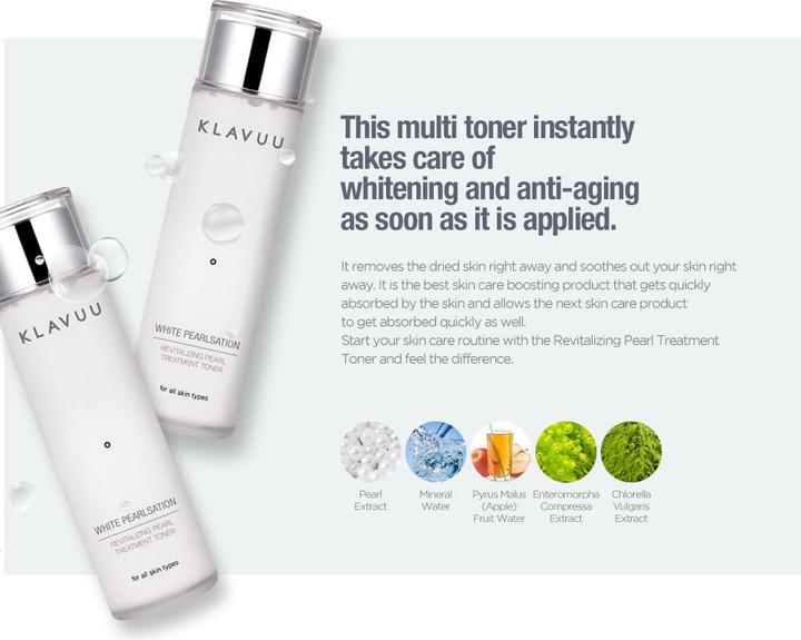 Image du produit Klavuu Tonique de traitement revitalisant à la perle blanche (140 ml)