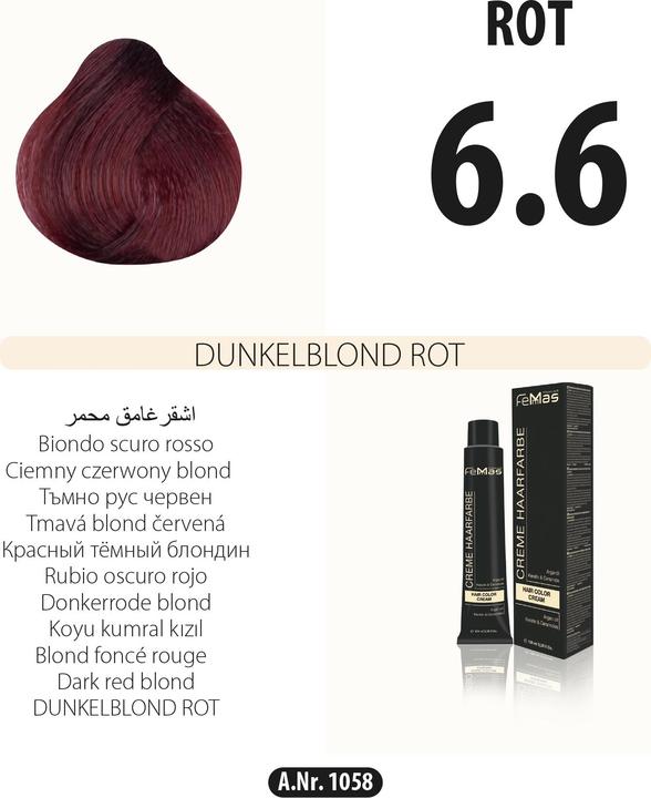 Produktbild FemMas 6.6) Haarfarbe Dunkelblond Rot 100ml (Dunkelblond Rot)