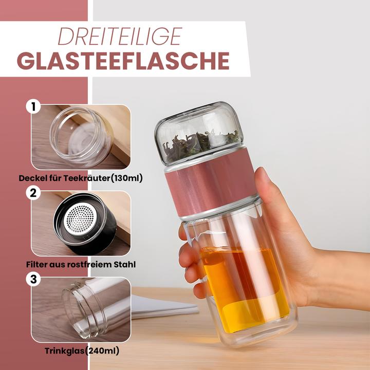 Produktbild Gewürzladen Näfels Drehbare Teeflasche aus hitzebeständigem Glas mit Teefilter - to go (0.24 l)
