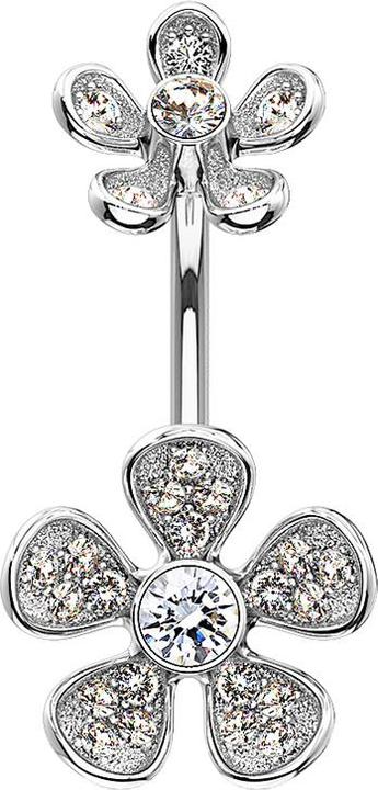 Actual product image Star Piercing Banana inner thread silver double flower (Brass, Surgical steel 316L)