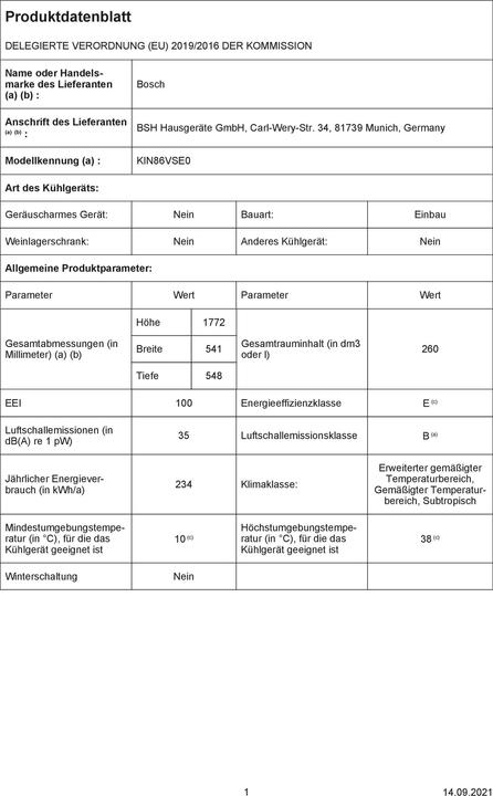 Actual product image Bosch Hausgeräte KIN86VSE0 (260 l)