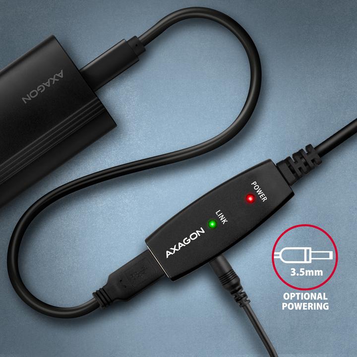 Produktbild Axagon ADR-220 aktives USB 2.0 Verlängerungskabel, USB-A Stecker/Buchse - 20m (20 m, USB 2.0)