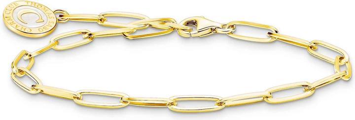 Thomas Sabo Charm Armband mit Schimmernden Weissem Kaltemaille Vergoldet (17 cm, 925er Silber, Emaille)